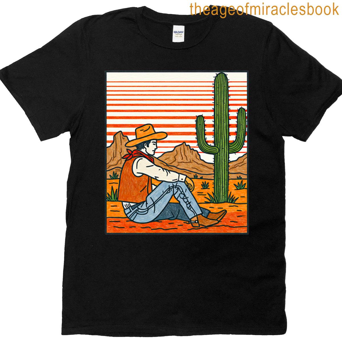 Cowboy Resting In Desert T-shirt