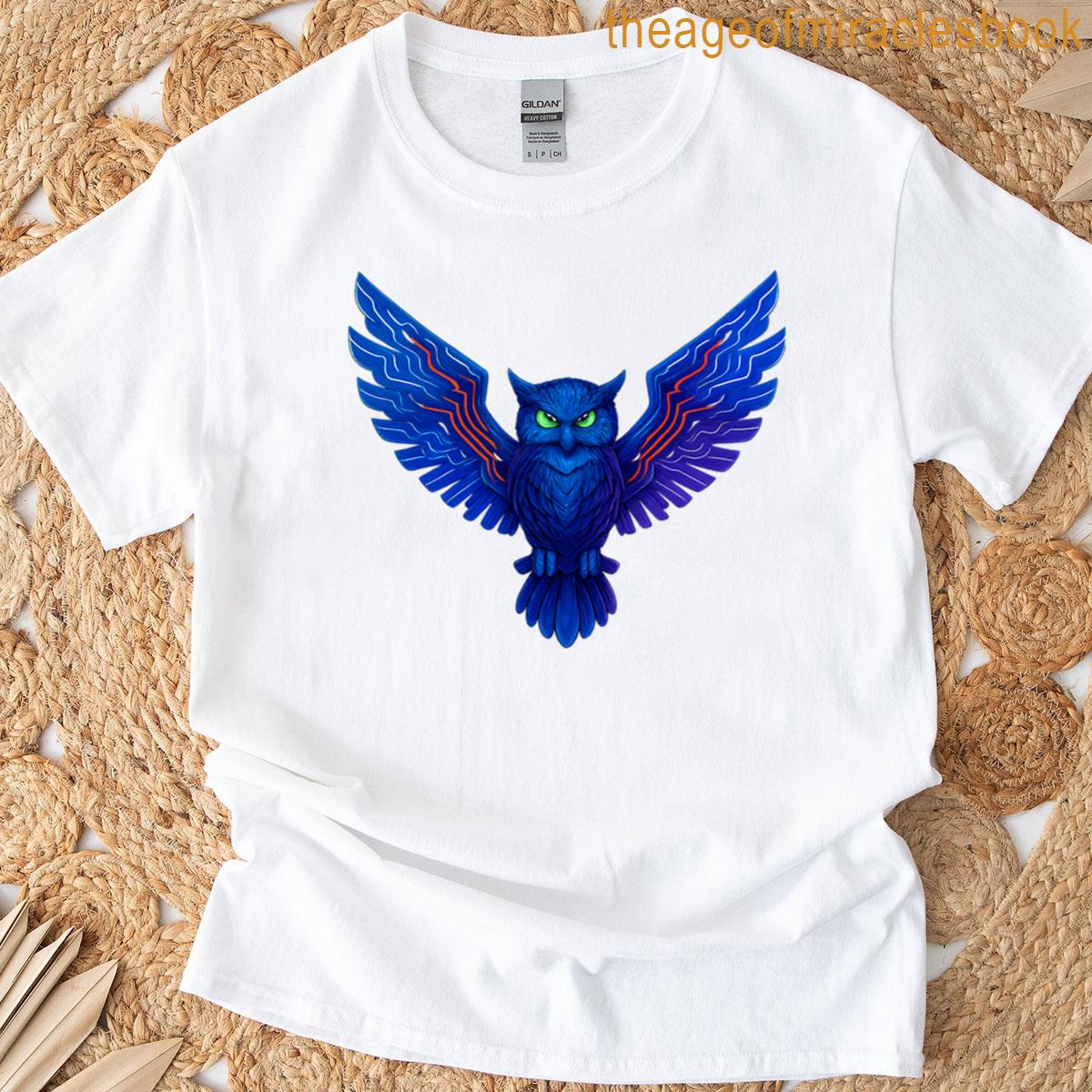 Neon Circuit Cyber Owl T-shirt