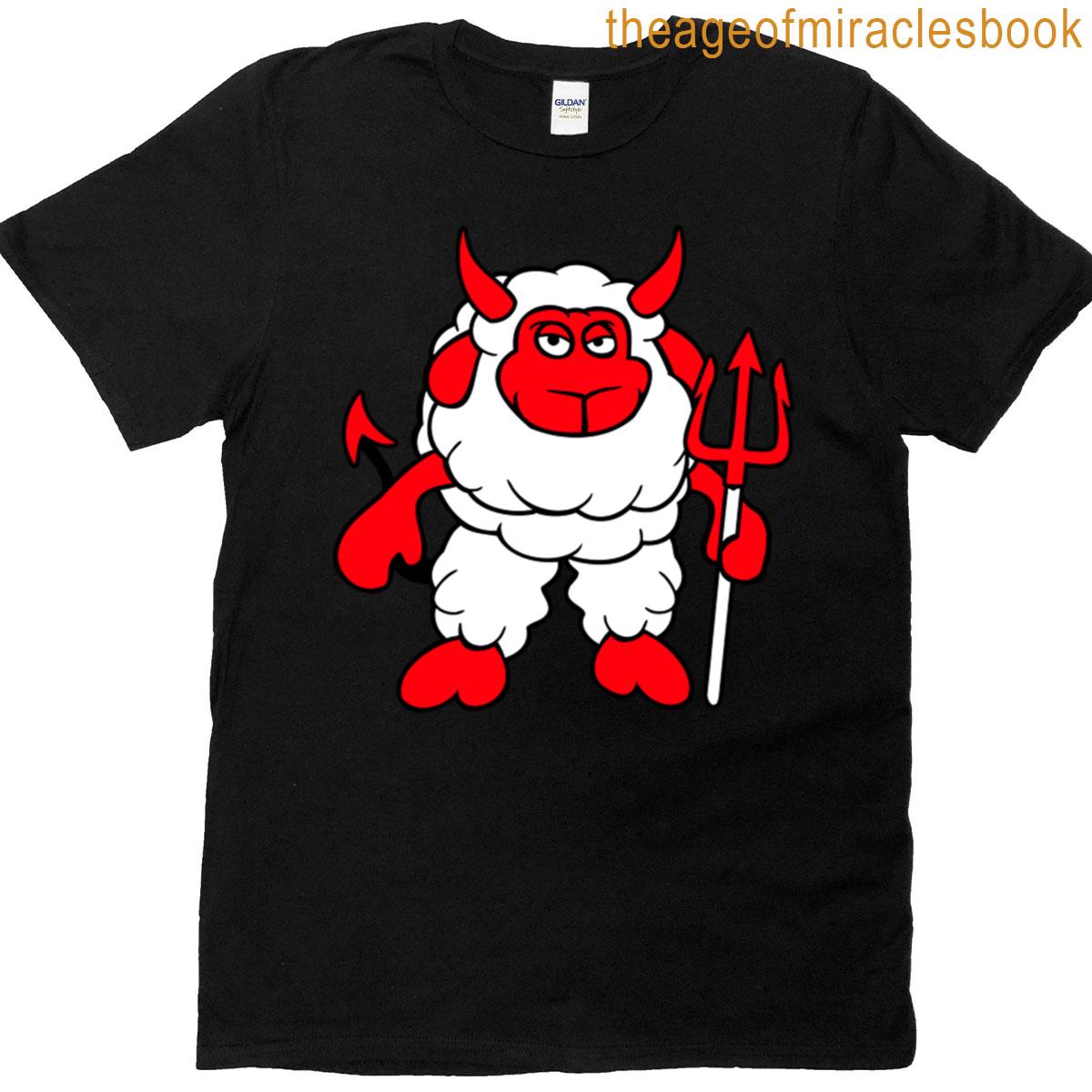 Sheep Devil Satan Hell Evil Trident Horns Cool Fun T-shirt
