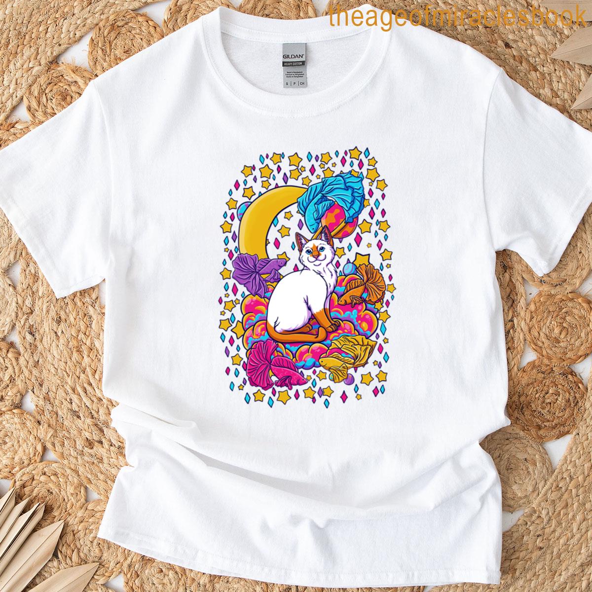 Space Fish And Flamepoint Siamese Cat T-shirt