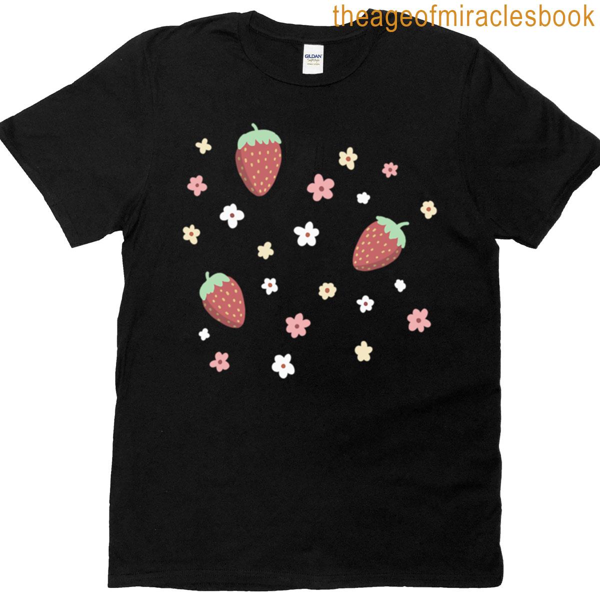 A Beautiful Floral Pattern With Strawberries T-shirt