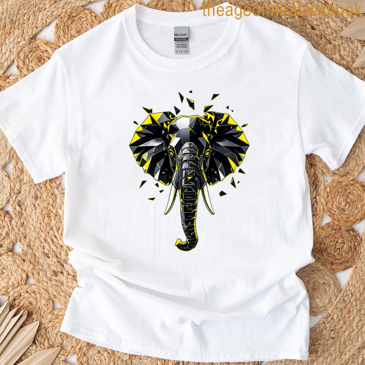 Elephant Abstract Art – Yellow T-shirt