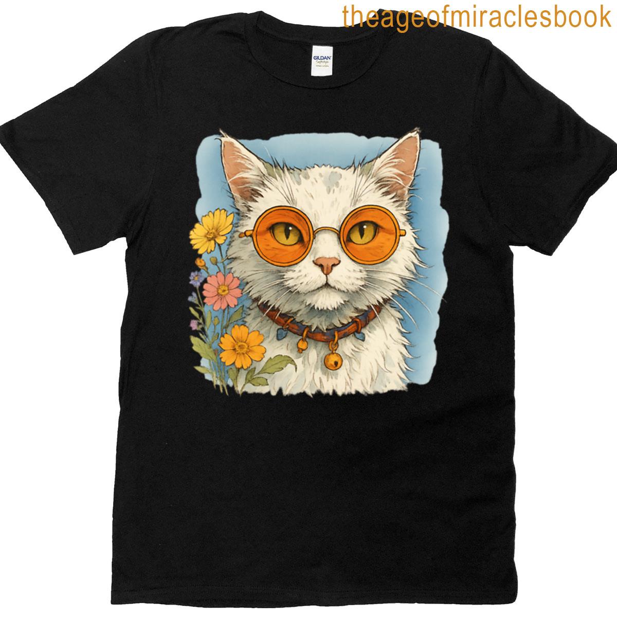Hippie Cat Orange Glasses T-shirt