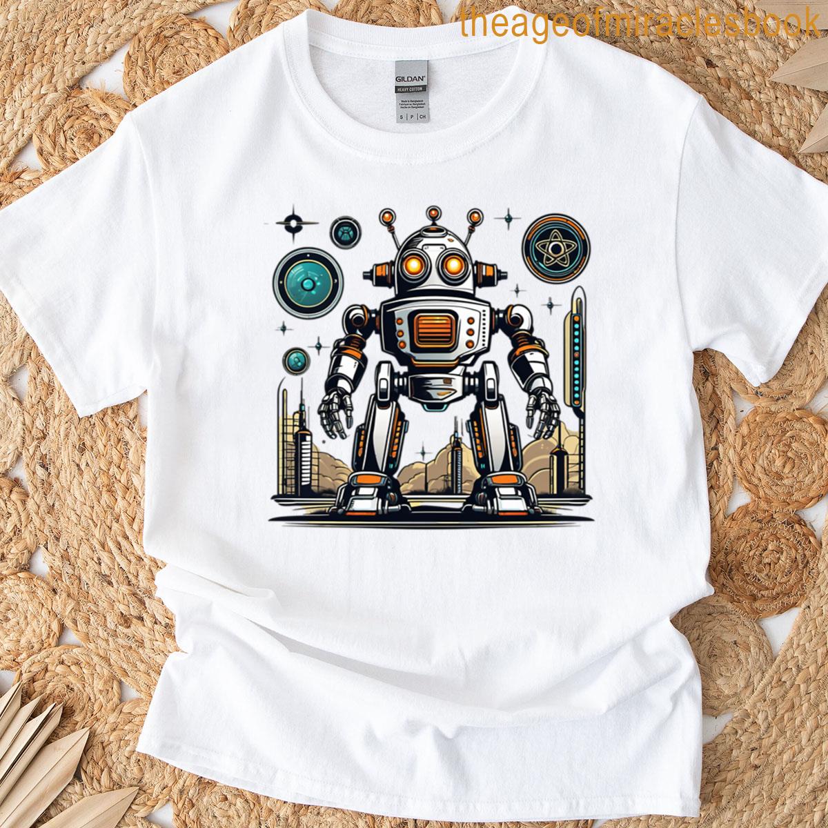 Retro Futuristic Atomic Robot Fallout Style Oversized T-shirt