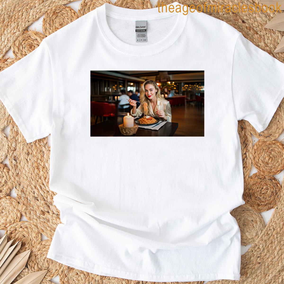 Sexy Blonde Eating Spaghetti T-shirt