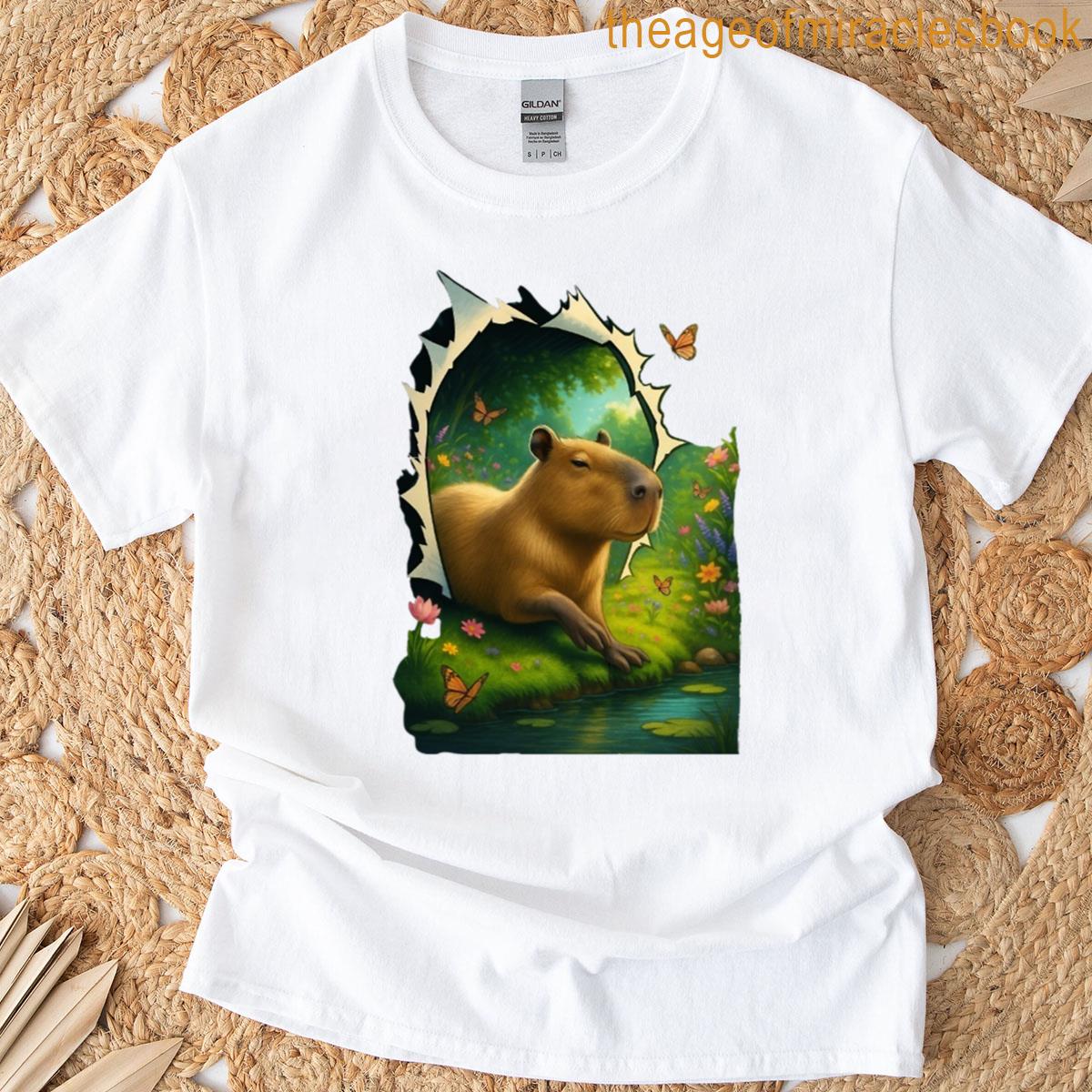 Capybara Passing Through A Magical Portal T-shirt