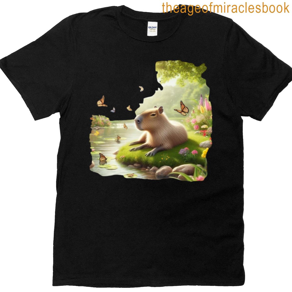 Capybara Resting On A Floating Island T-shirt