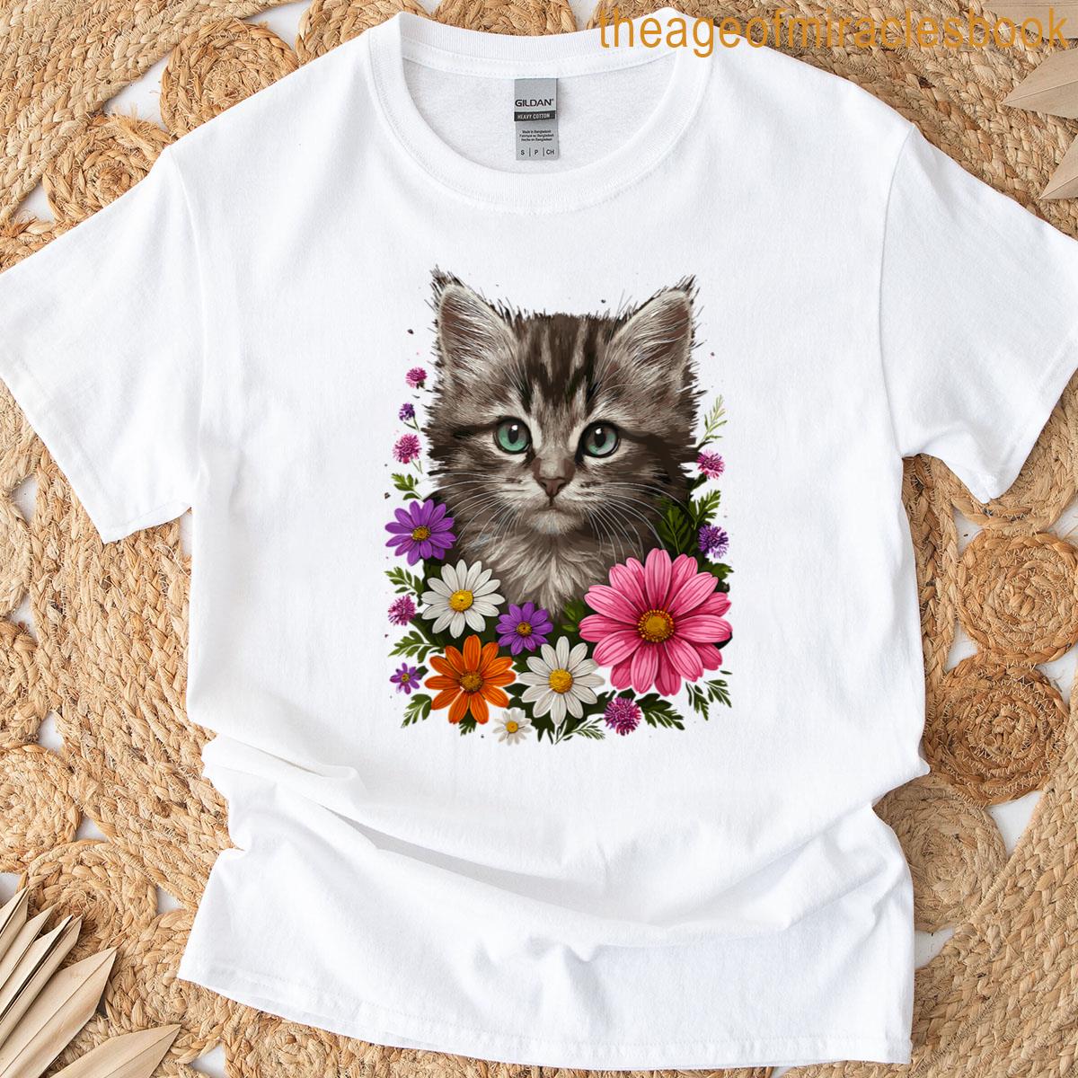 Cat Cute Floral Kitten T-shirt