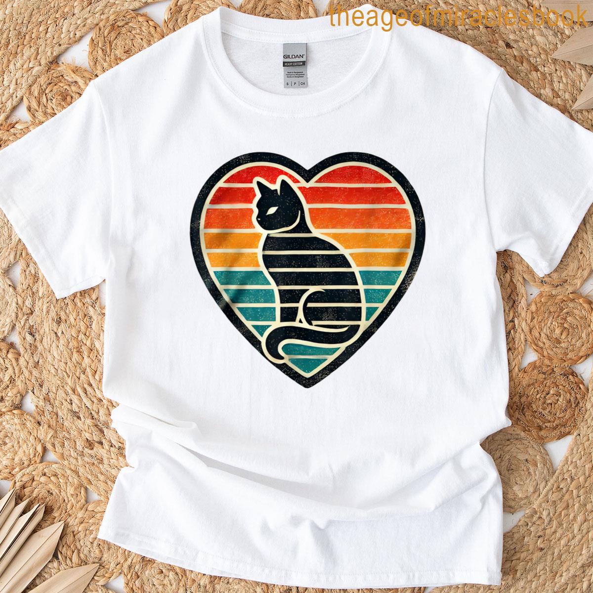 Cat Graphic Heart Retro T-shirt