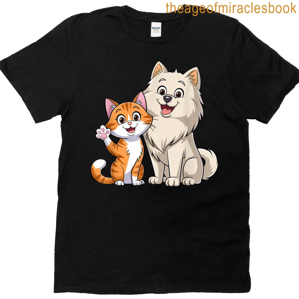 Cute Cat And Dog Design T-shirt