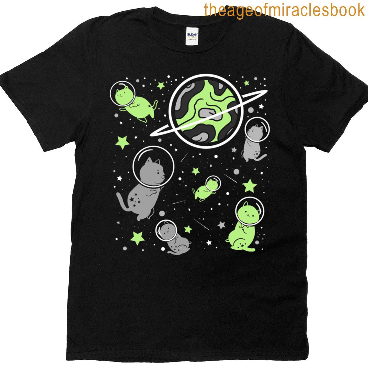 Agender Pride Cat In Space T-shirt