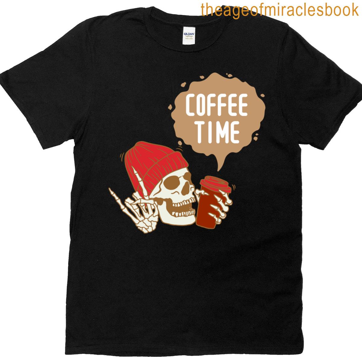 Coffee Time Skeleton – Coffee Lovers Design Oversized T-shirt