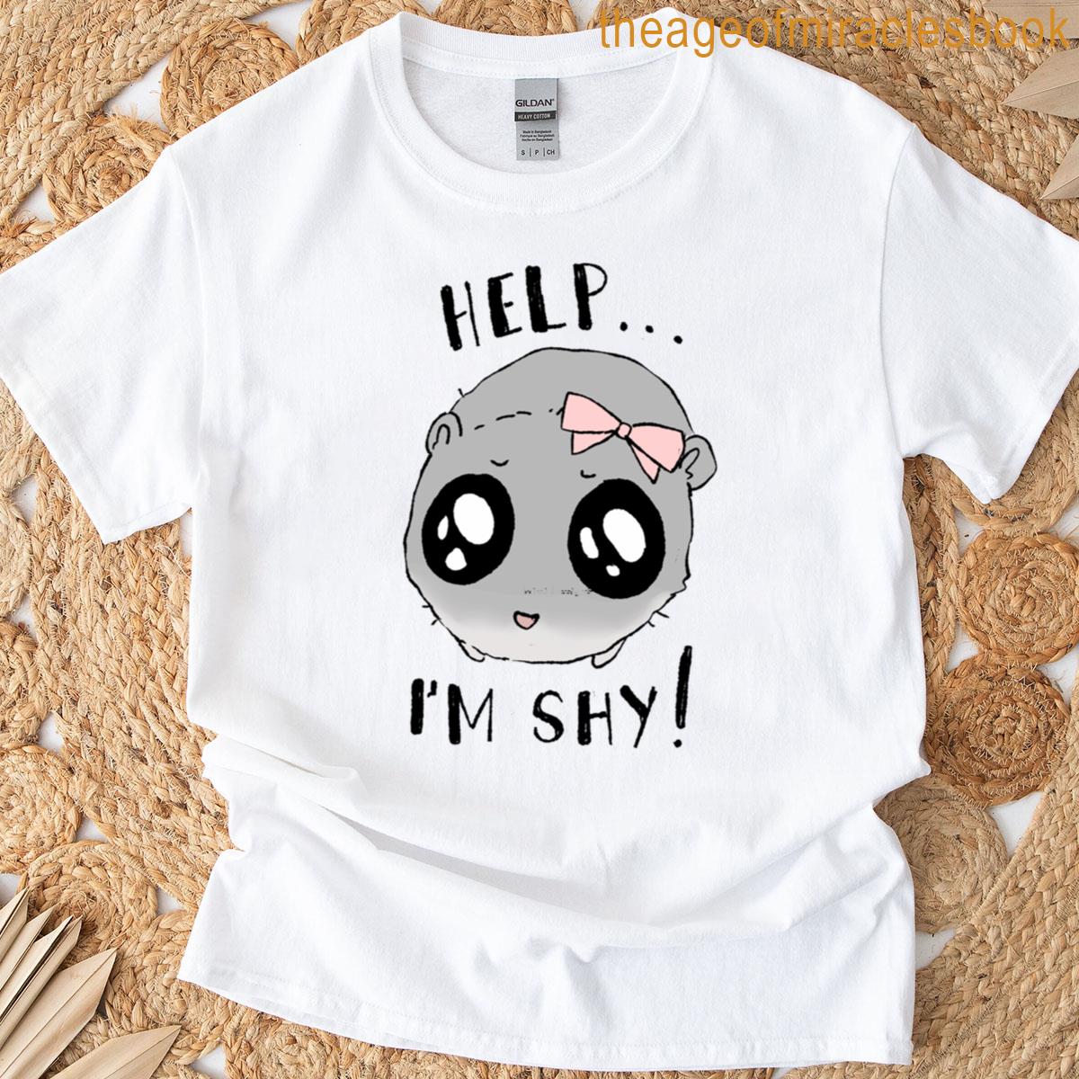 Help Im Shy Crying Hamster With Pink Bow T-shirt
