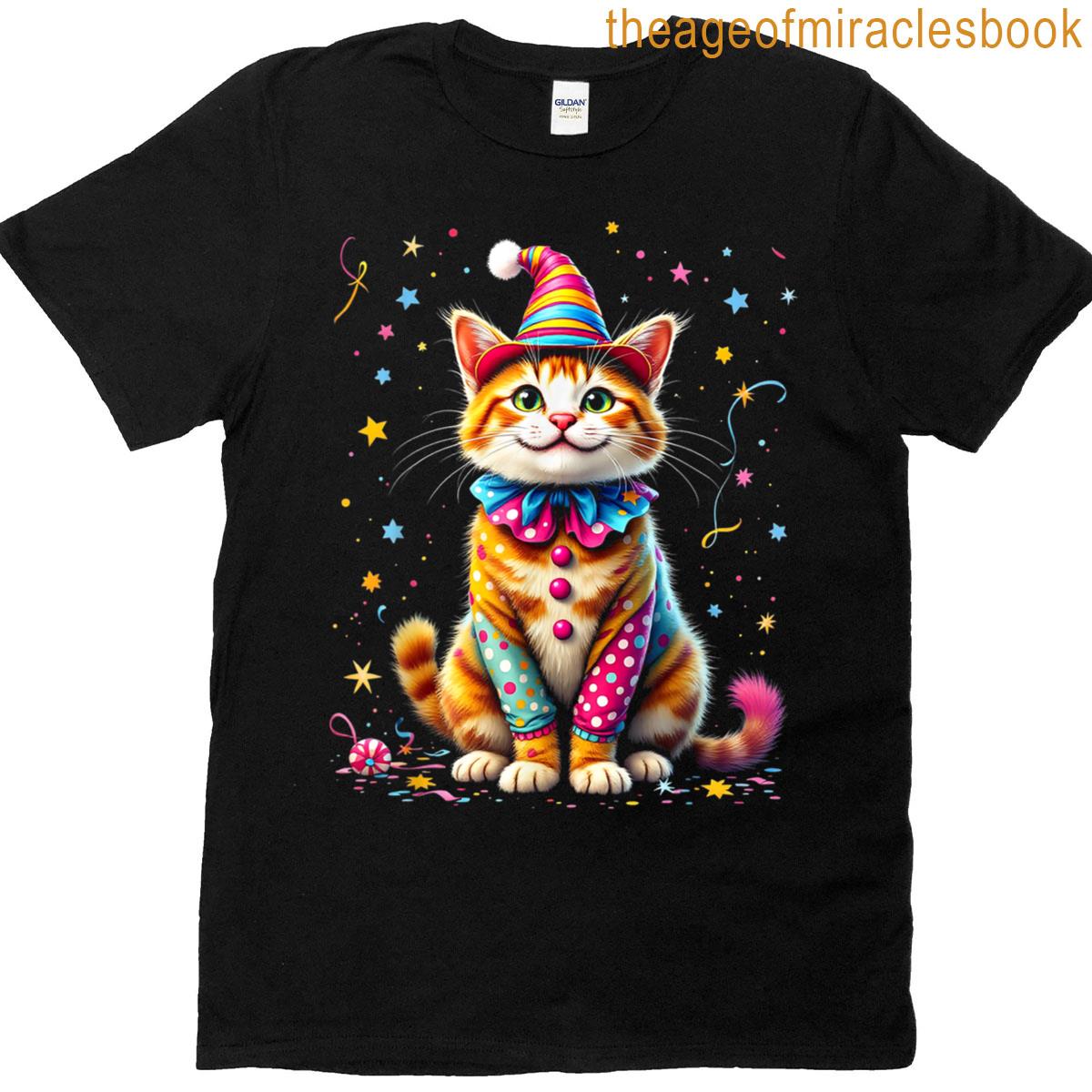 Colorful Cat Motif T-shirt