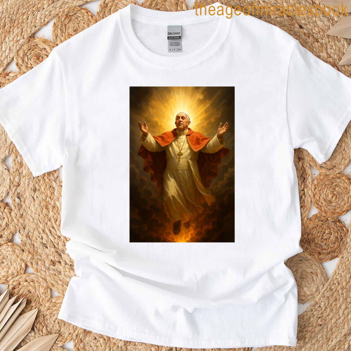 Pope Francis Ascends Through Heavenly Clouds T-shirt