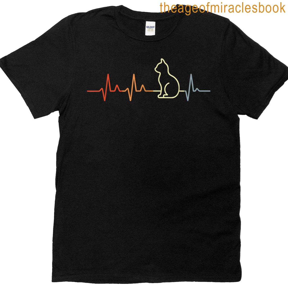 Retro Heartbeat Cat T-shirt