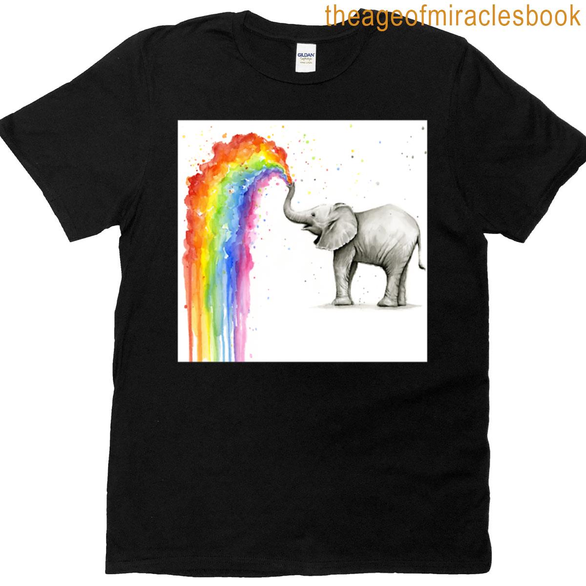 Baby Elephant Spraying Rainbow T-shirt