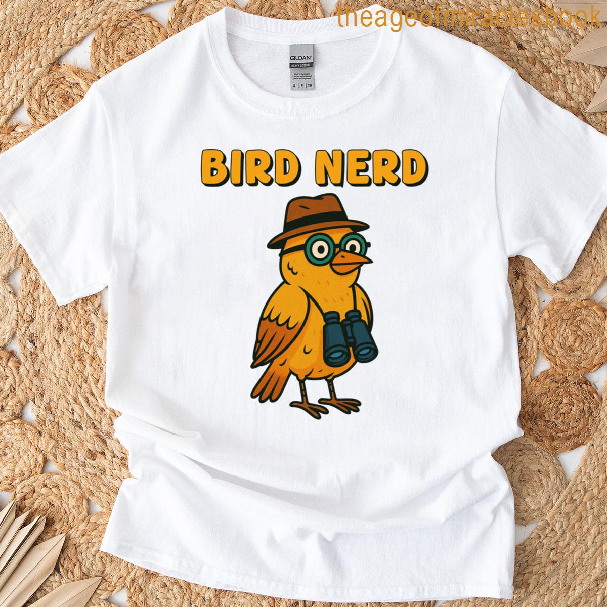 Bird With Binoculars Bird Nerd Birdwatcher Cartoon Graphic T-shirt