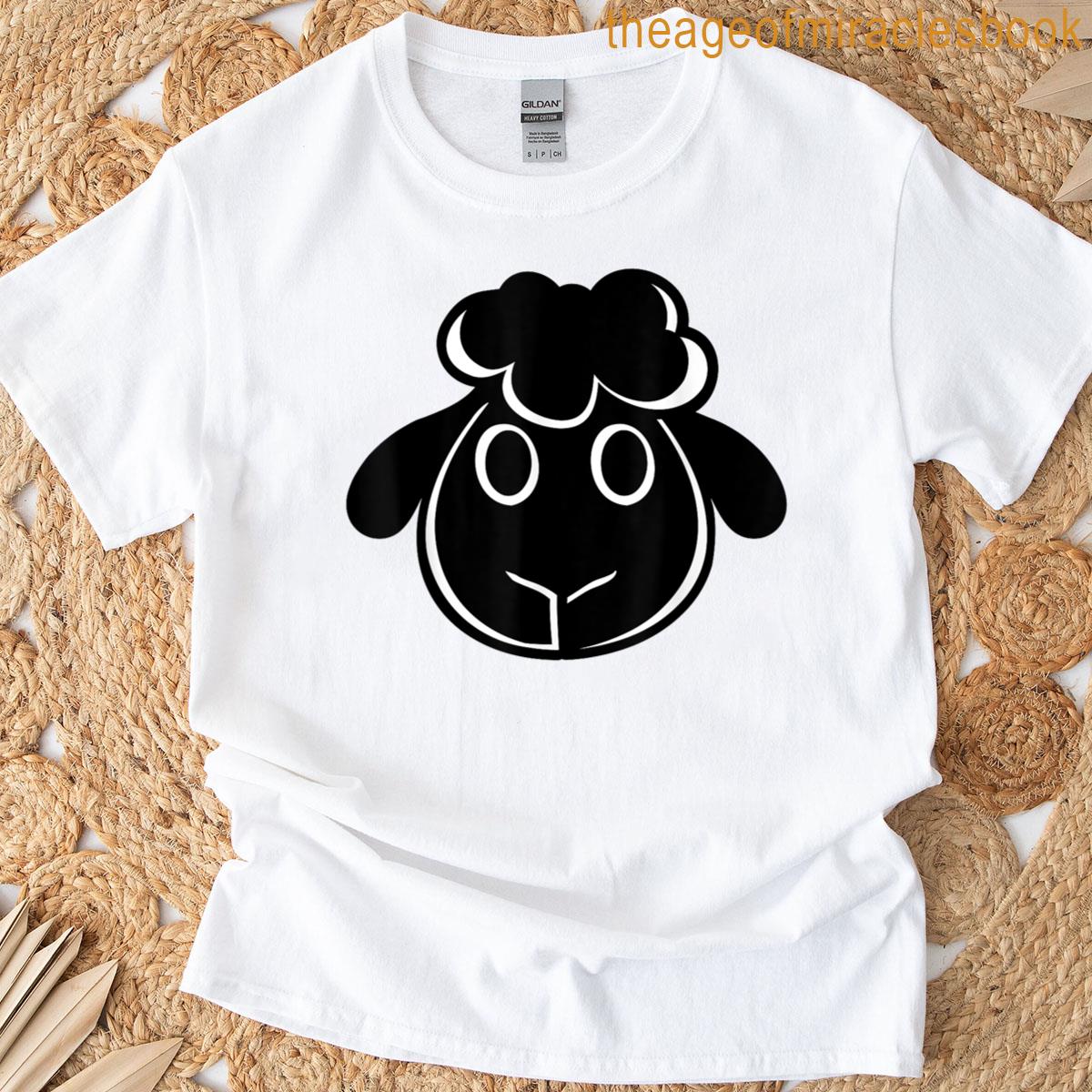 Black Cute Sheep Face Head Small Child Lamb Comic Cartoon T-shirt