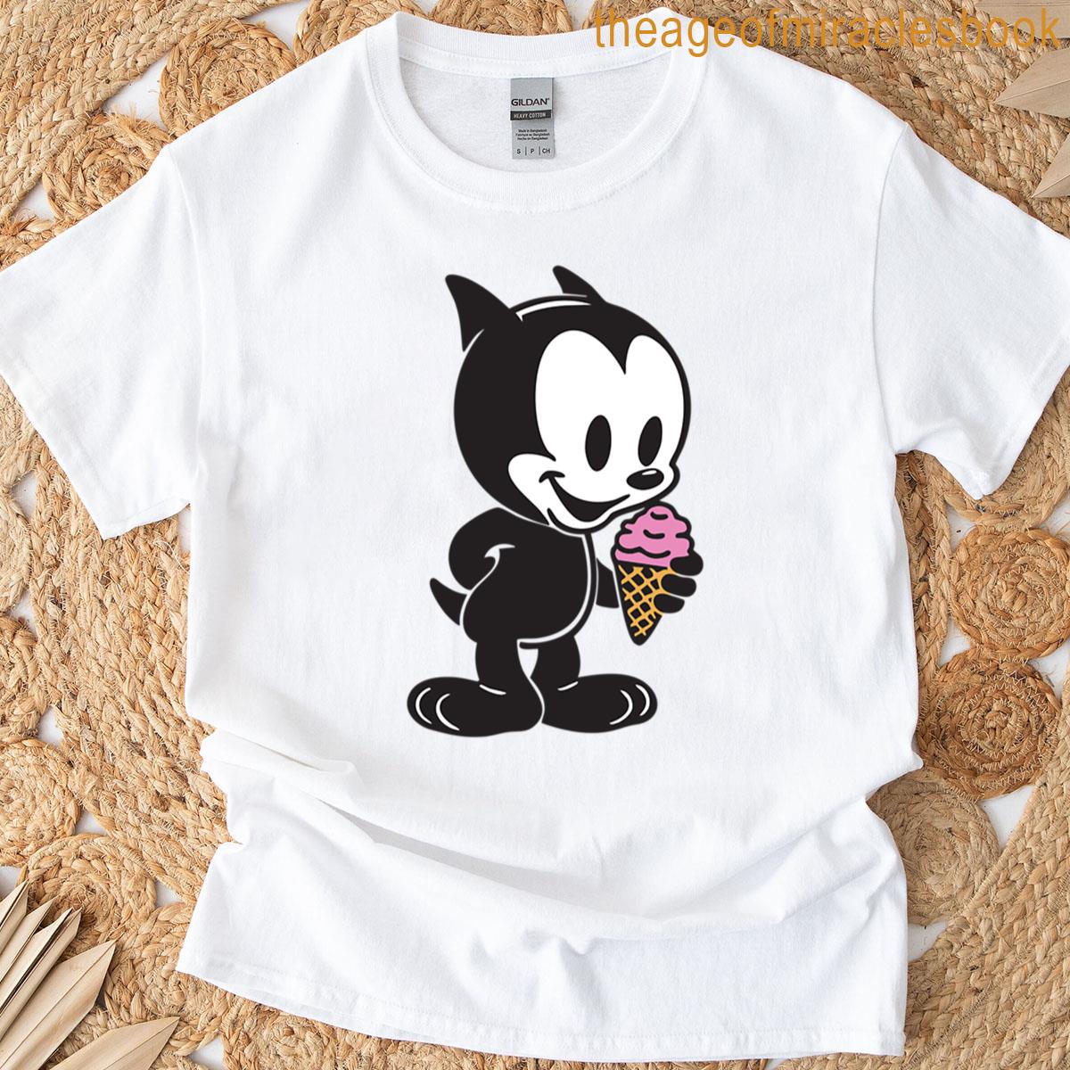 Cartoon Cat With Ice Cream T-shirt