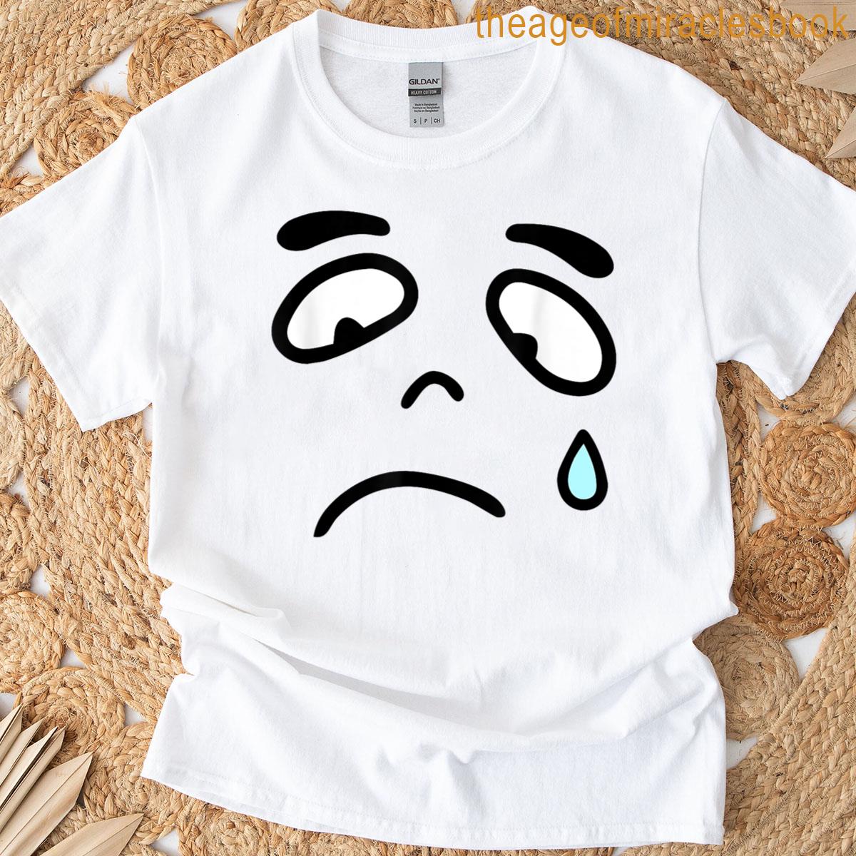 Cartoon Sad Face Tear-drop Crying Emo T-shirt