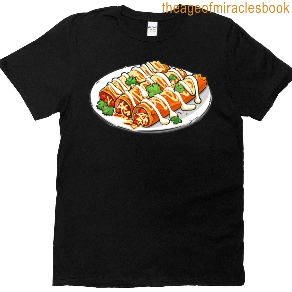 Enchiladas With A Cartoon Style T-shirt
