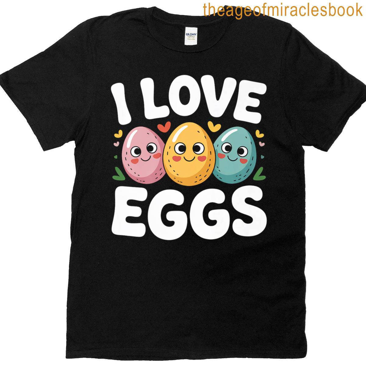 I Love Eggs Cute Cartoon Faces Fun Premium T-shirt