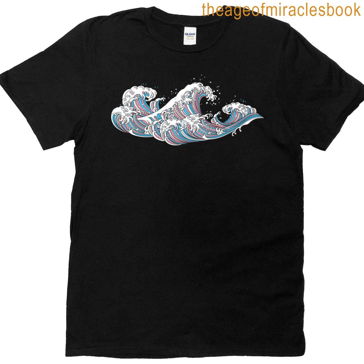 Long Japanese Trans Wave Transgender Pride T-shirt
