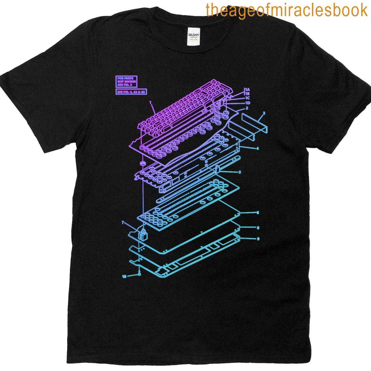 Mechanical Keyboard Patent Drawing Graphic Design Art T-shirt
