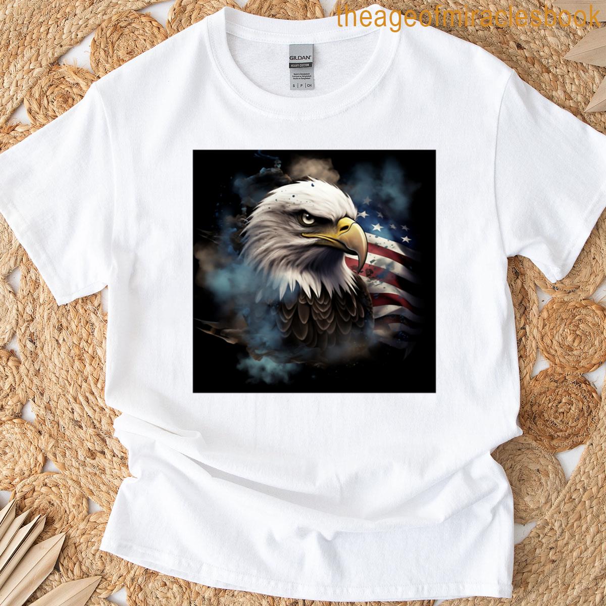 Patriotic American Flag Print Bald Eagle Print T-shirt