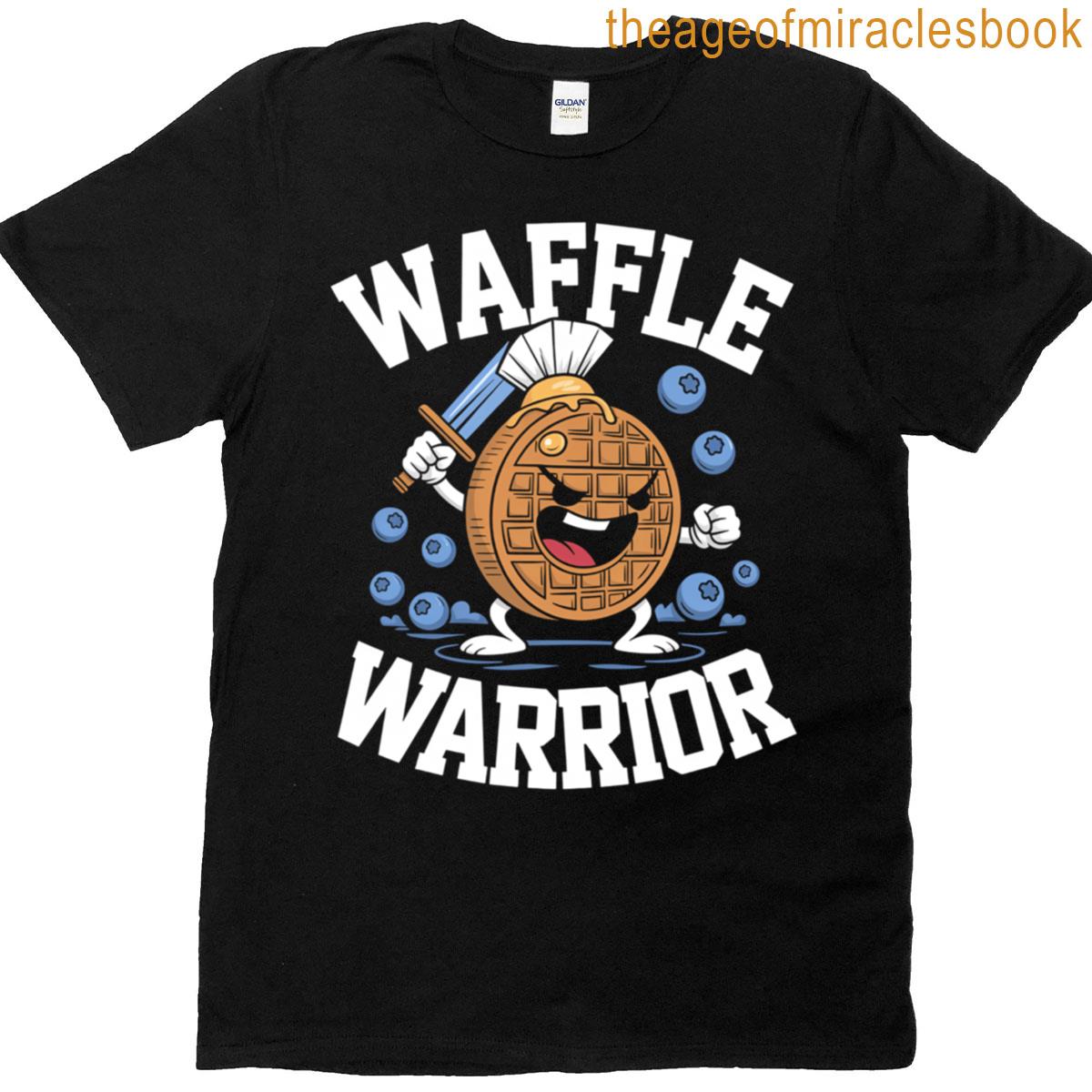 Waffle Warrior Fun Cartoon Breakfast Graphic T-shirt