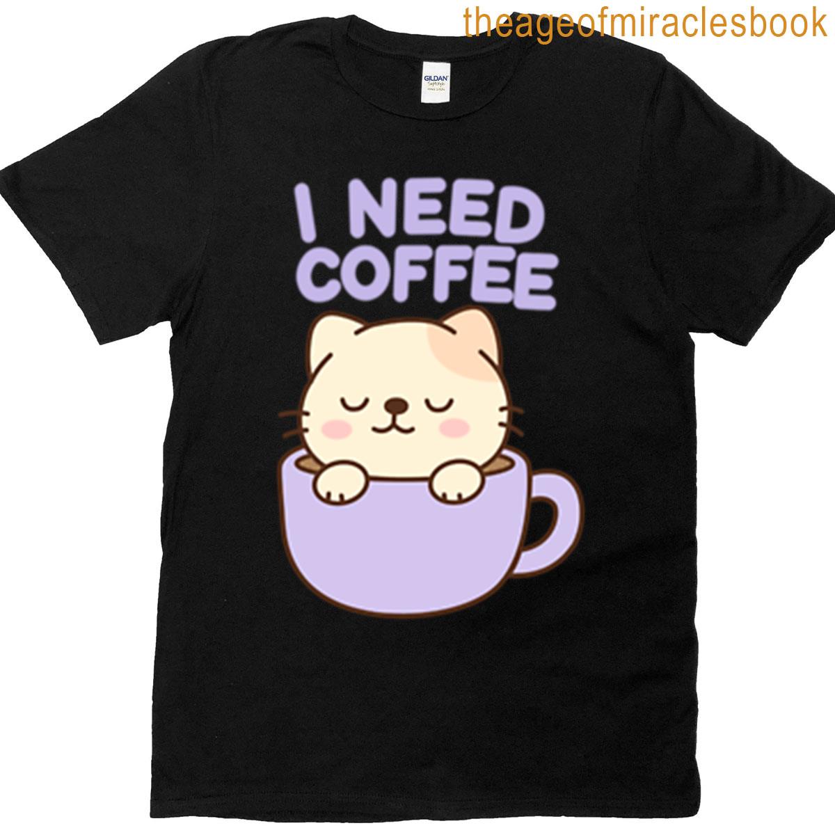 Coffee Cat Moods I Need Coffee Oversized T-shirt