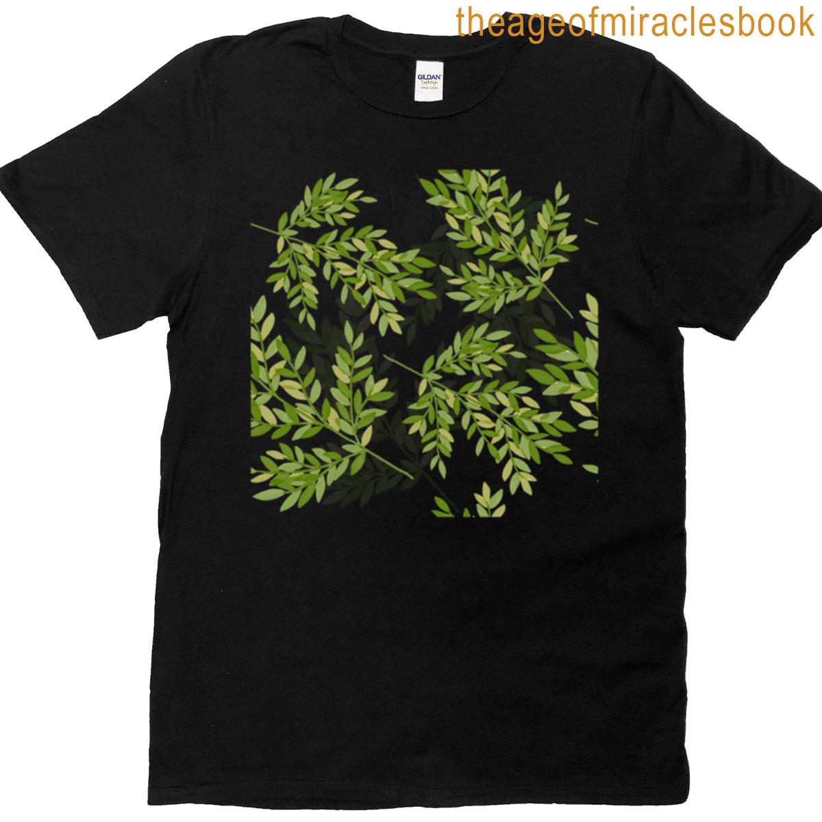 Green Botanical Leaves Pattern Nature-inspired Leaf Print T-shirt