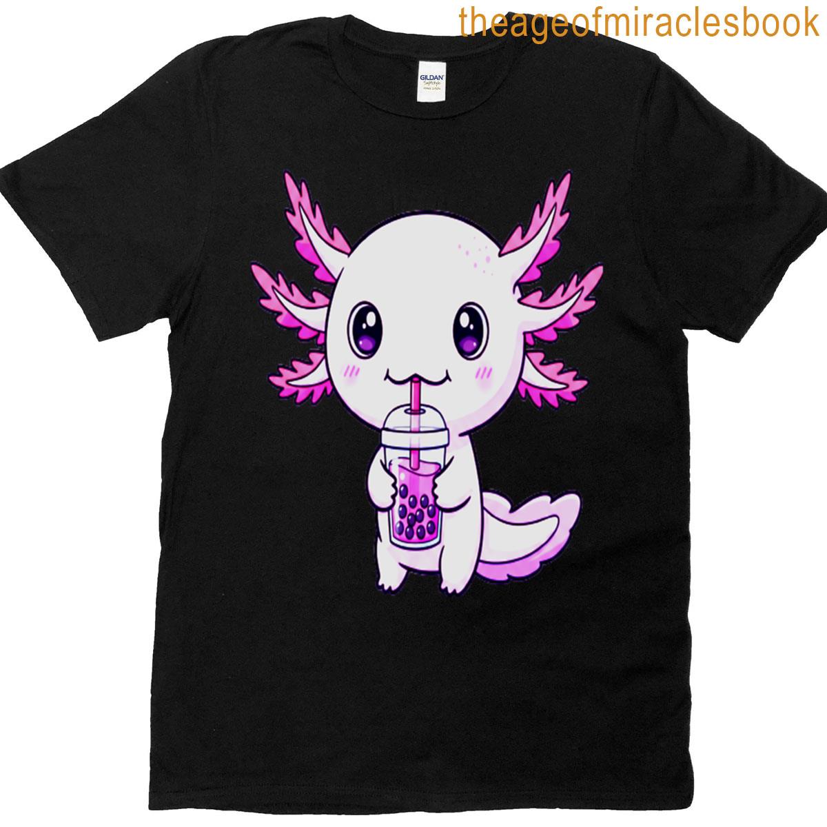 Kawaii Bubble Tea Axolotl T-shirt