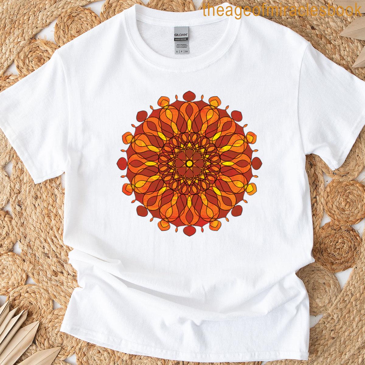 Mandala Flower In Orange Oversized T-shirt