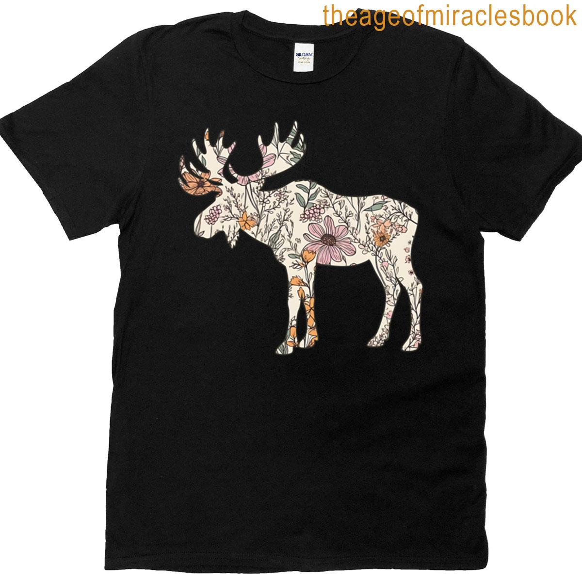 Wildflower Moose Boho Floral Oversized T-shirt