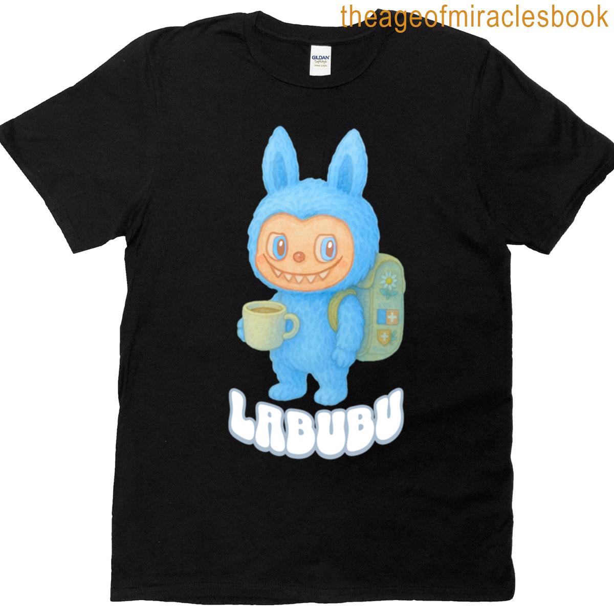 Blue Labubu Backpack Coffee Little Monster T-shirt