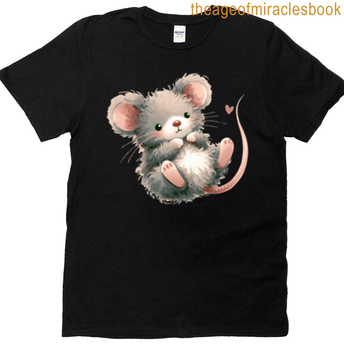 Cute Fluffy Grey Mouse Blushing T-shirt