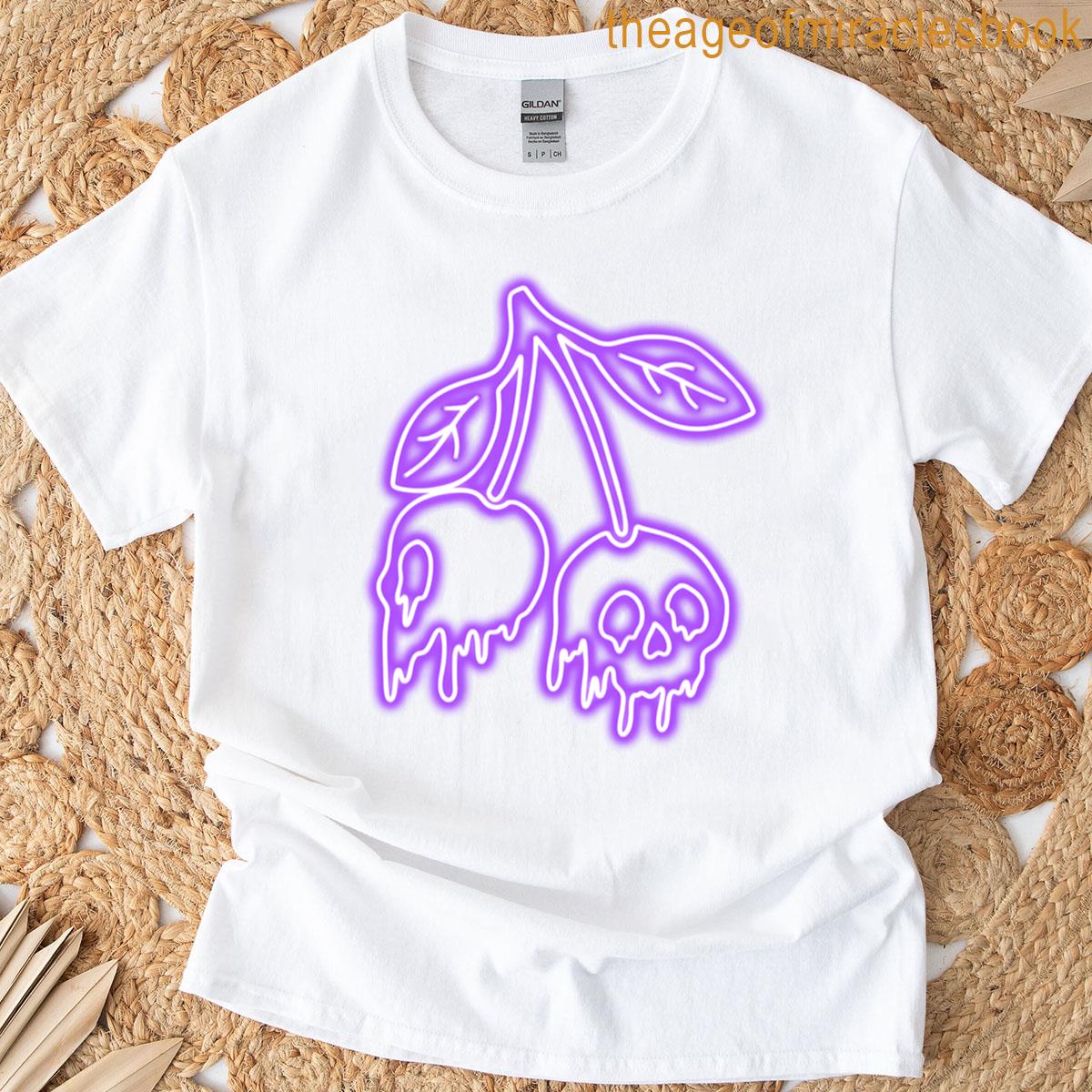 Neon Purple Cherry Skulls Oversized T-shirt