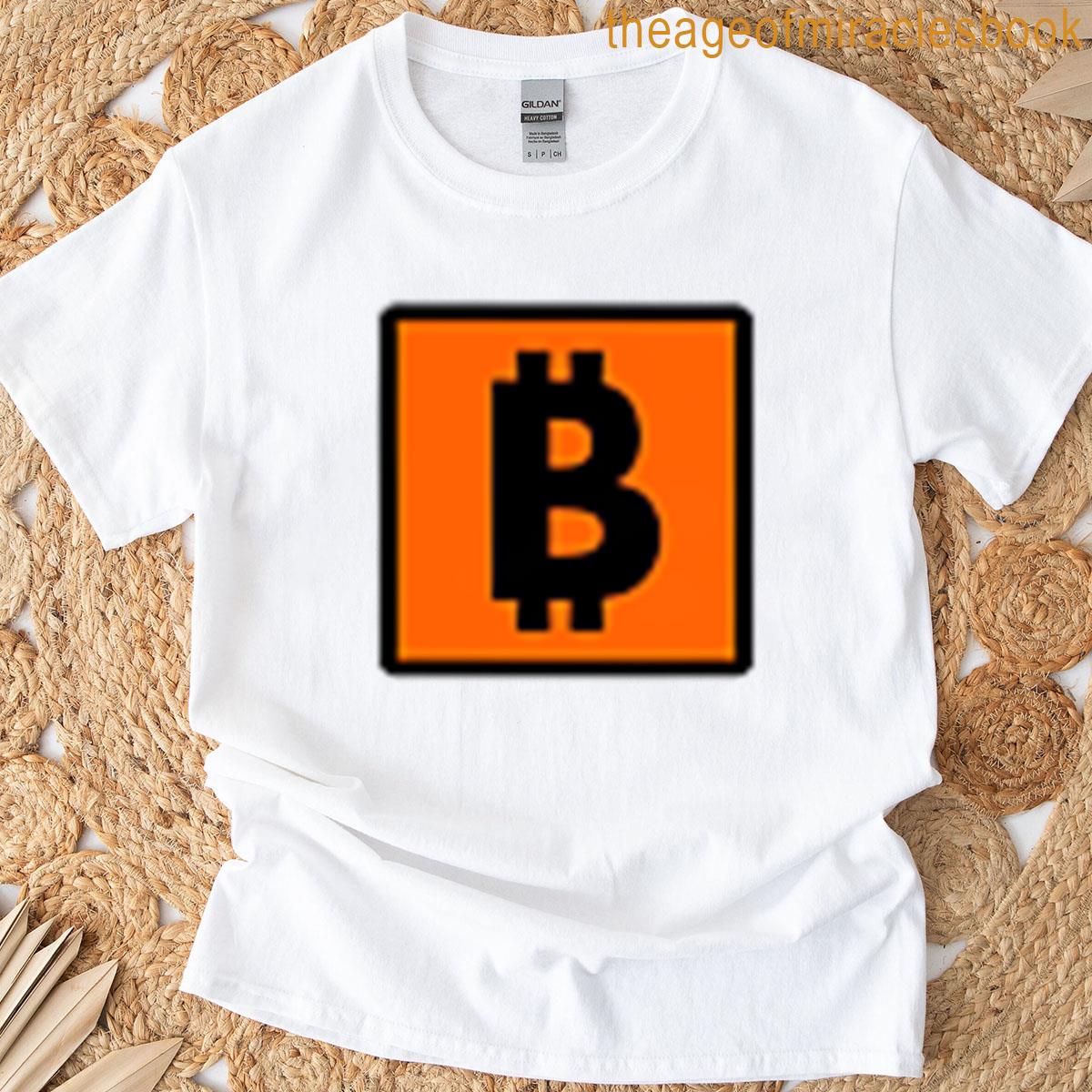 Bitcoin Logo Orange Black Small Subtle Simple Little T-shirt