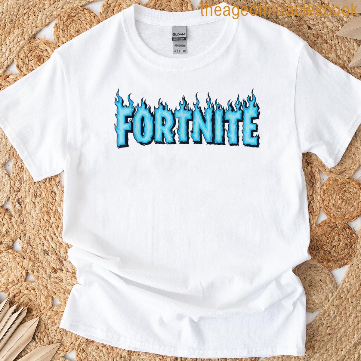 Fortnite Blue Flames Stylized Logo T-shirt