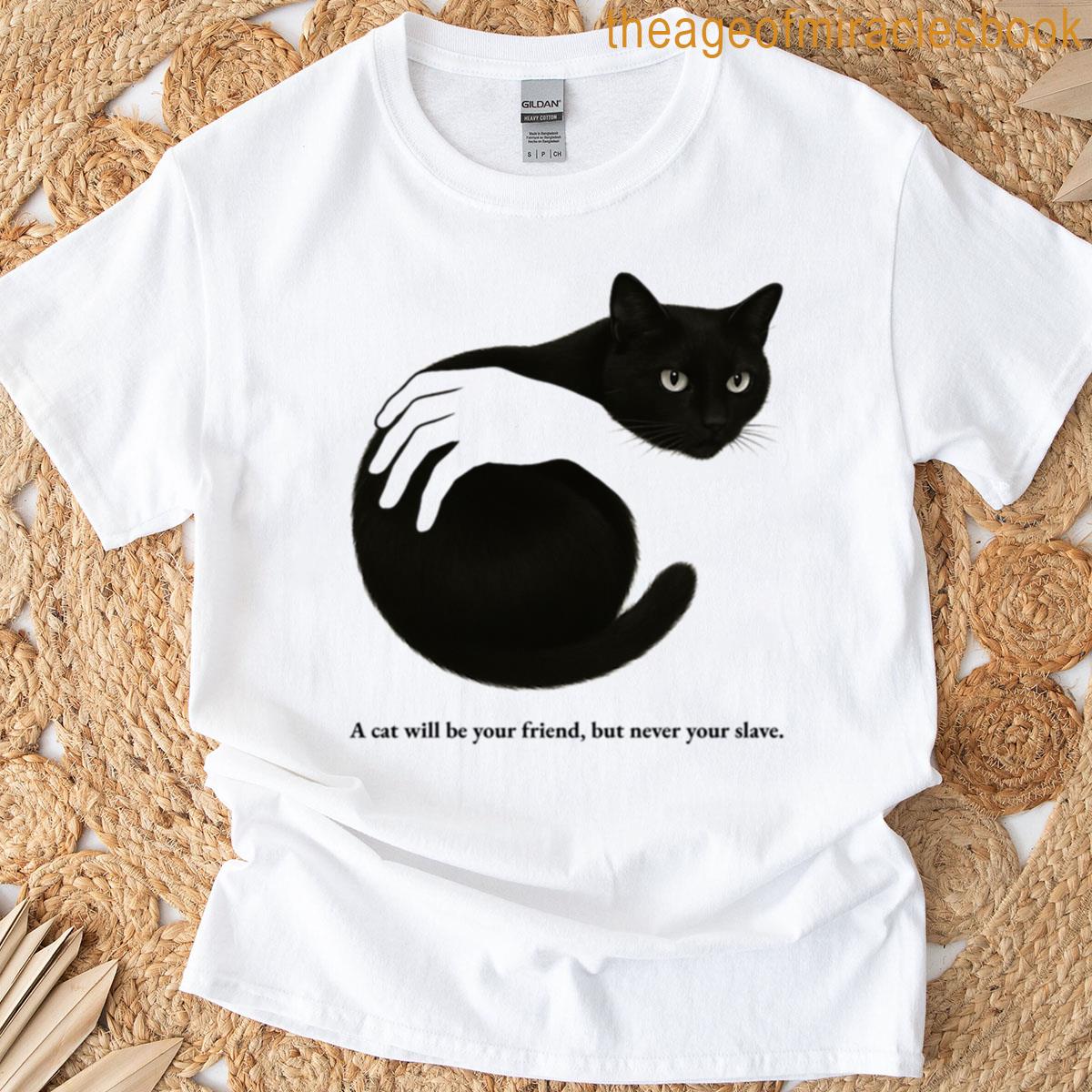 Black Cat Held By A Pale Hand T-shirt