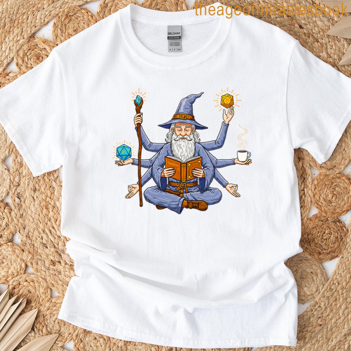 Chill Wizard Meditating With Coffee T-shirt