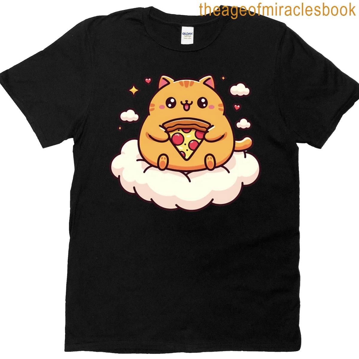 Fat Happy Pizza Cat On A Cloud T-shirt