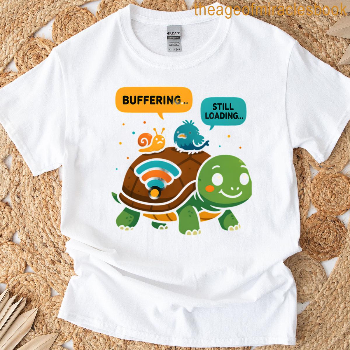 Funny Buffering Turtle Internet Loading Cartoon Design Oversized T-shirt
