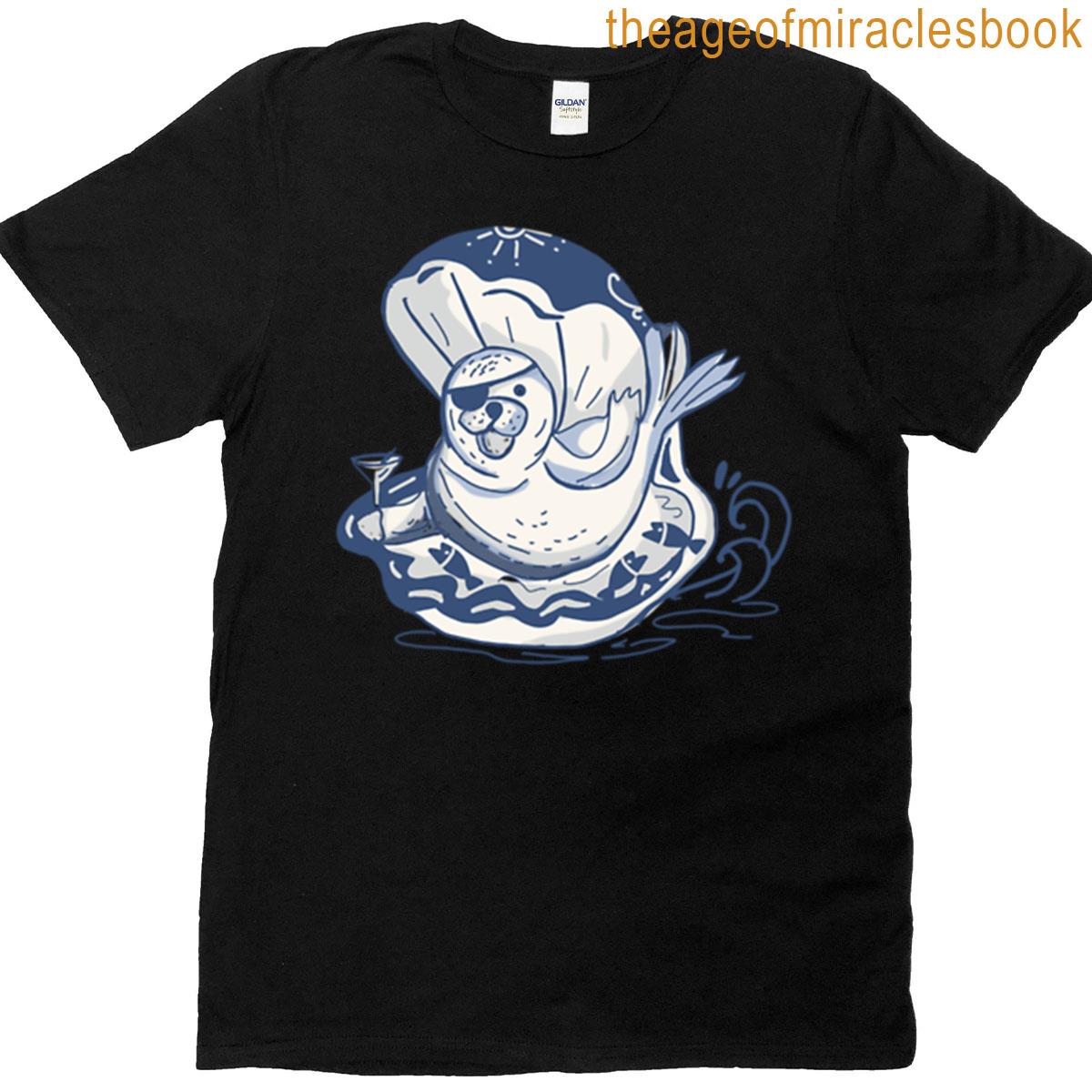 Pirate Seal In Seashell T-shirt