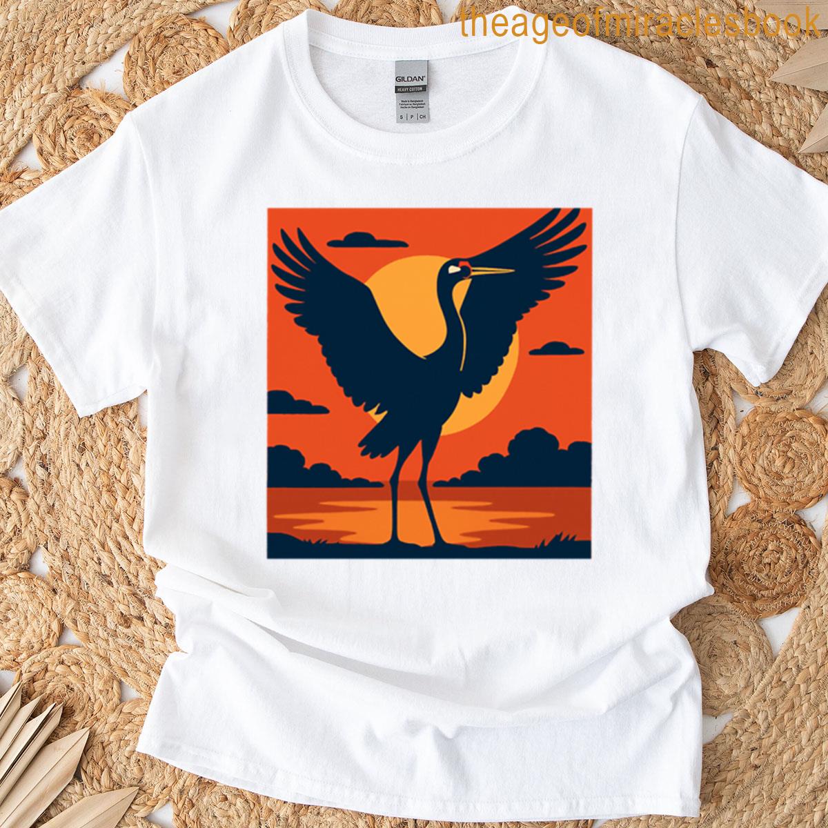 Sunset Crane Silhouette Oversized T-shirt