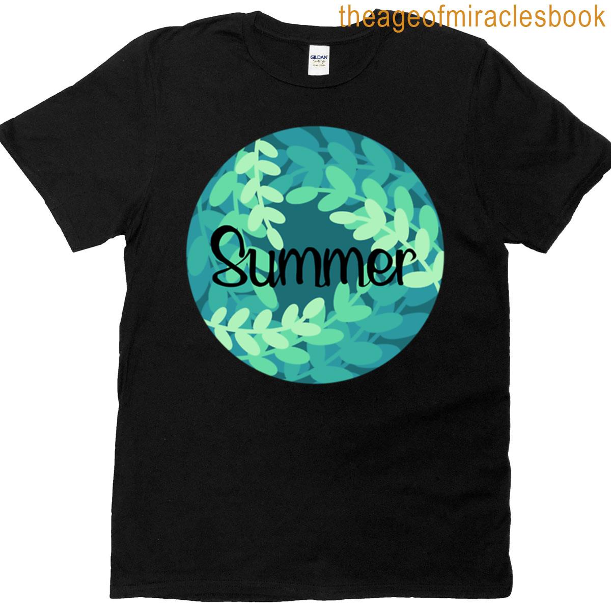 Green Summer Leaves Graphic T-shirt