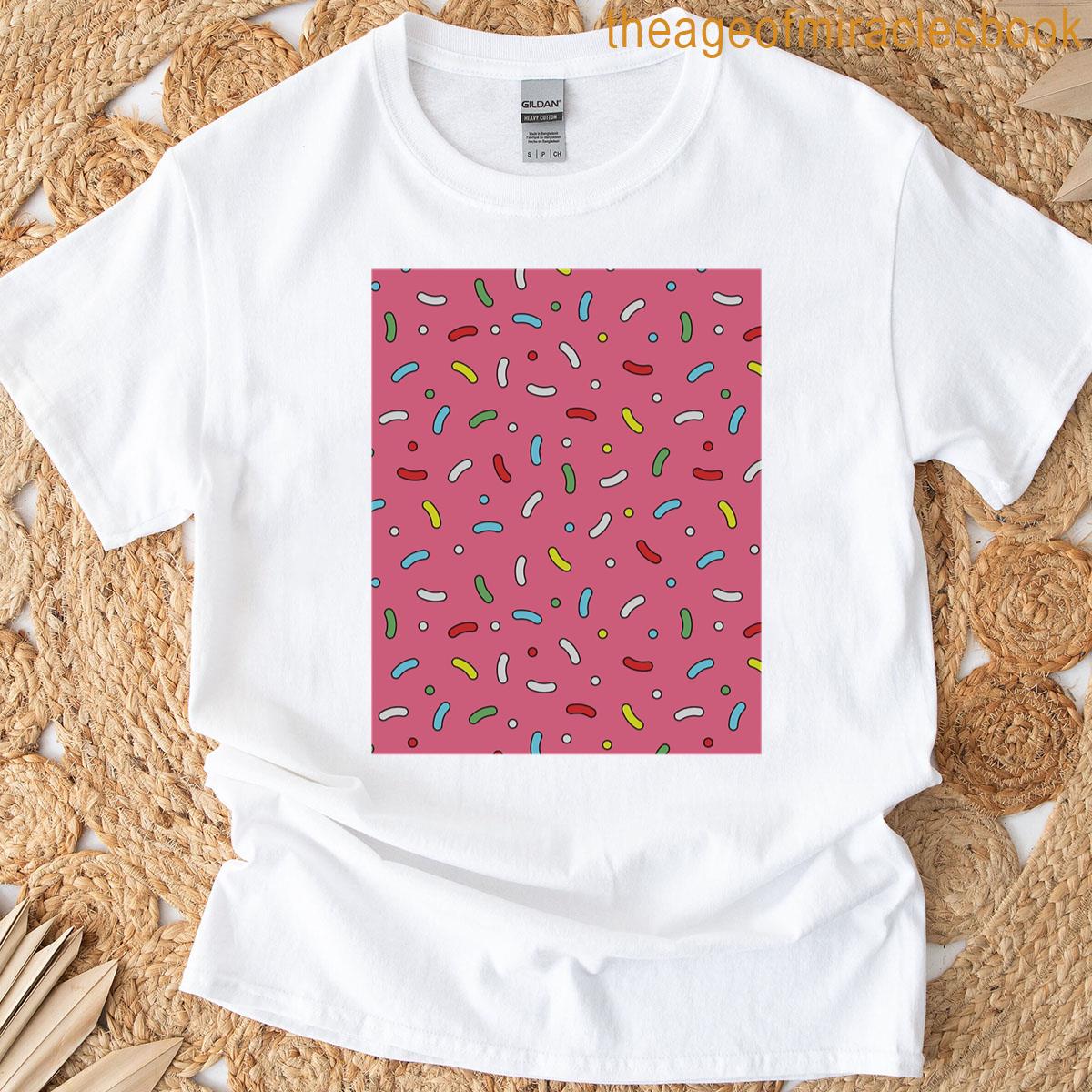 Sprinkles Pattern Pink Background Graphic T-shirt