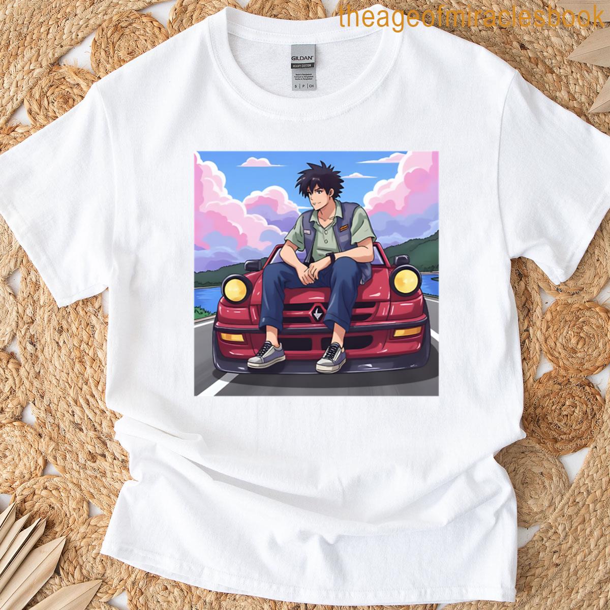 Animated Guy Sitting On A Red Car T-shirt